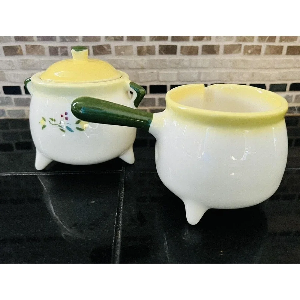 Vintage‎ Brock of California Sugar Bowl and Creamer Pottery Farmhouse Rooster